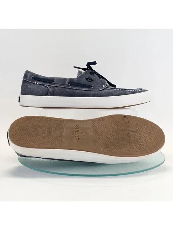 Men's Sperry Top-Sider Bahama 2-Eye Navy Blue Canvas Shoes Style C16-61432.SZ 12 - Picture 2 of 11